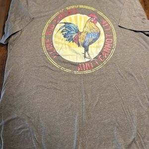 Graphic Rooster Print Army Green T-Shirt